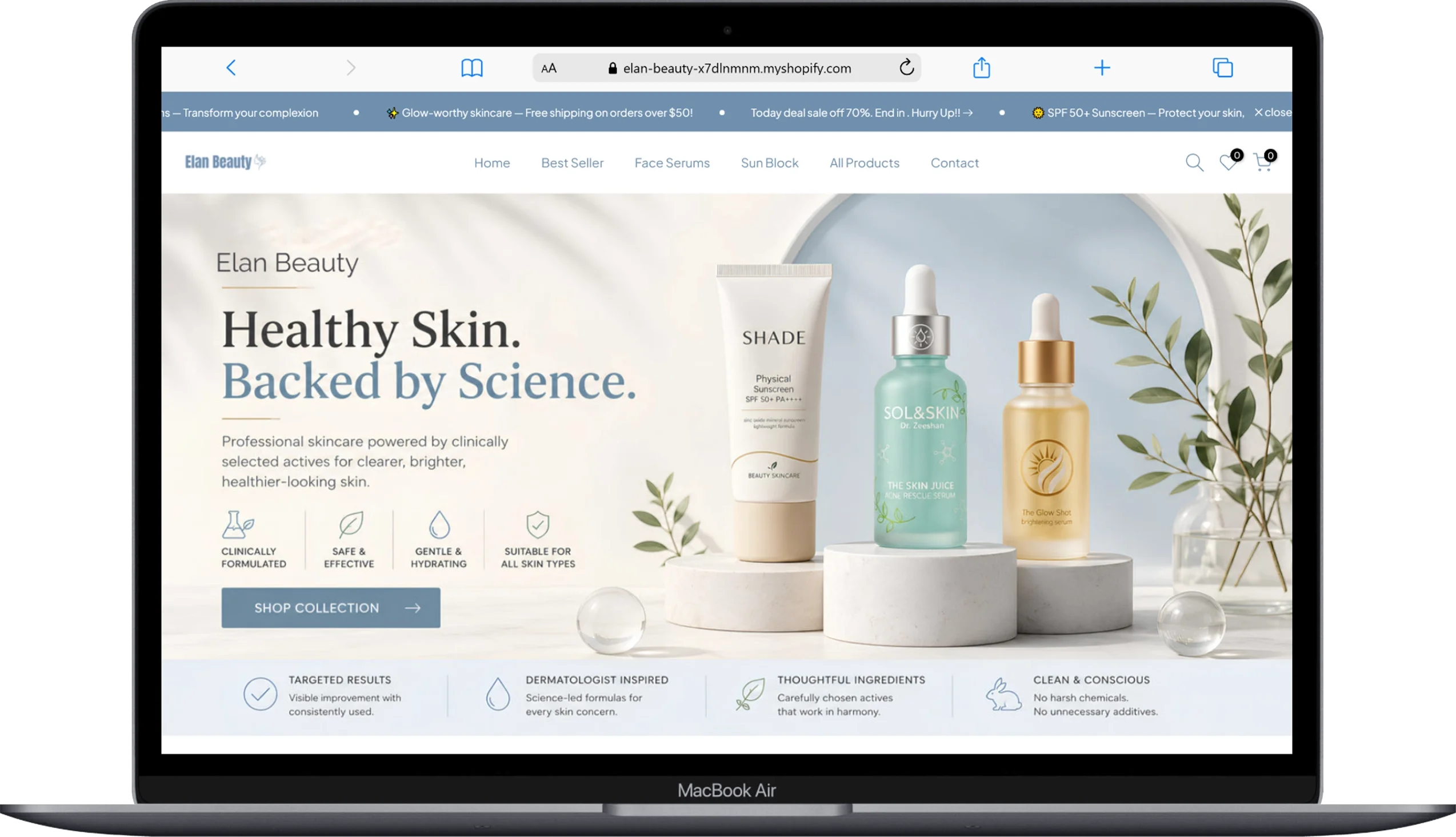 Elan Beauty Shopify store screenshot