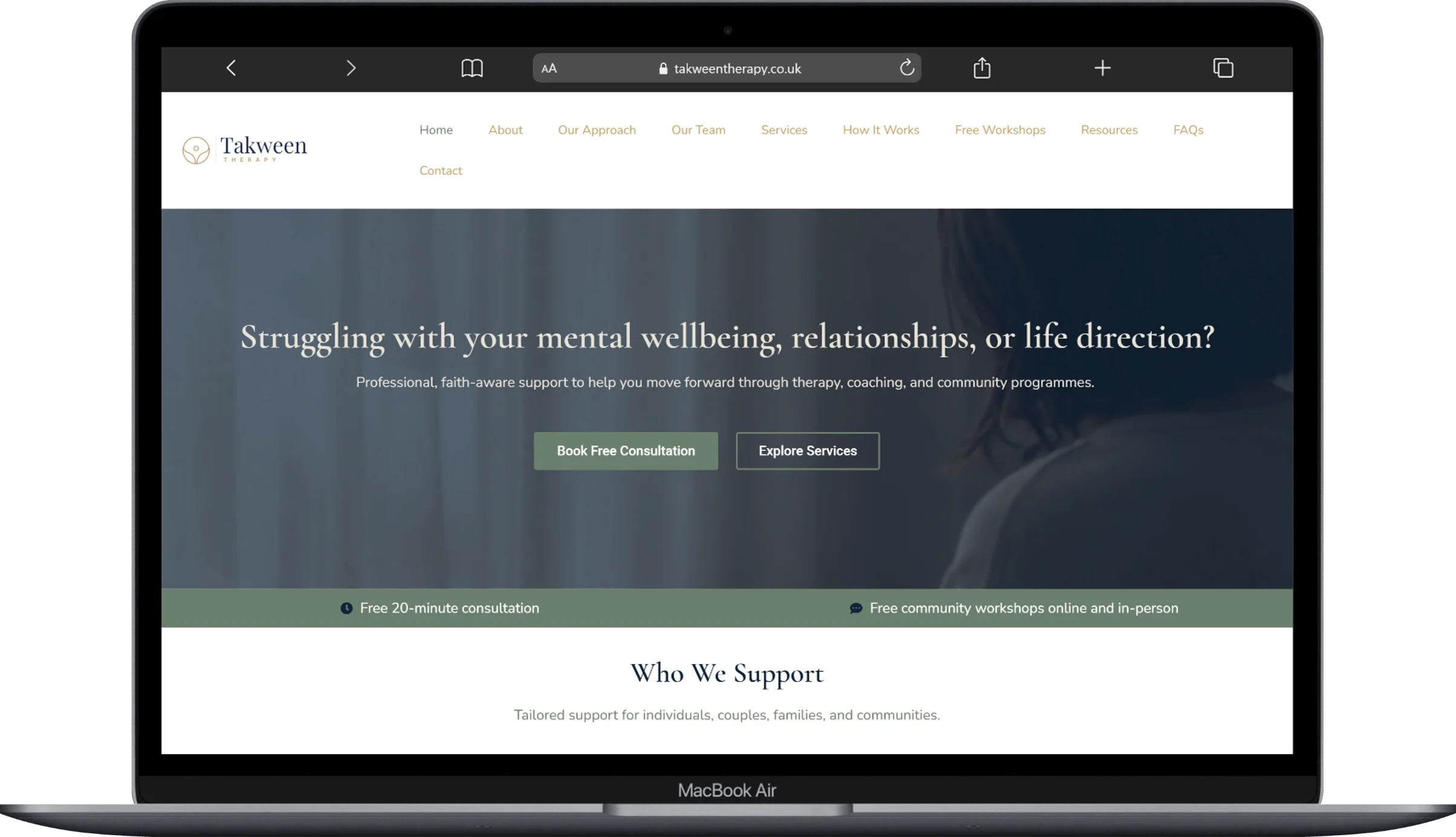 Takween Therapy website screenshot