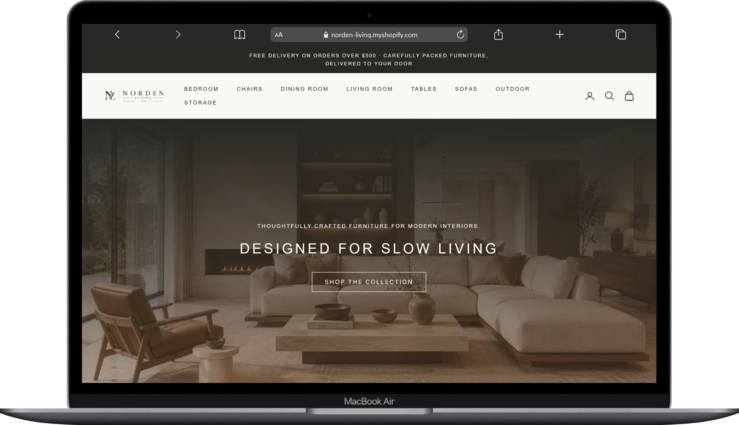 Norden Living Shopify furniture store screenshot